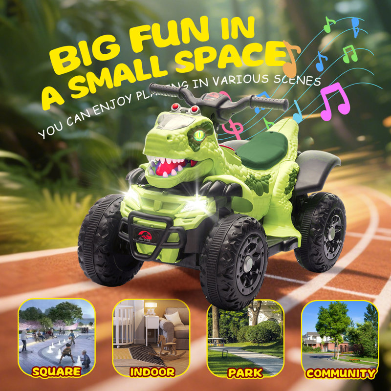 Big W Dinosaur Electric Quad 12V Kids Ride On Electric ATV With