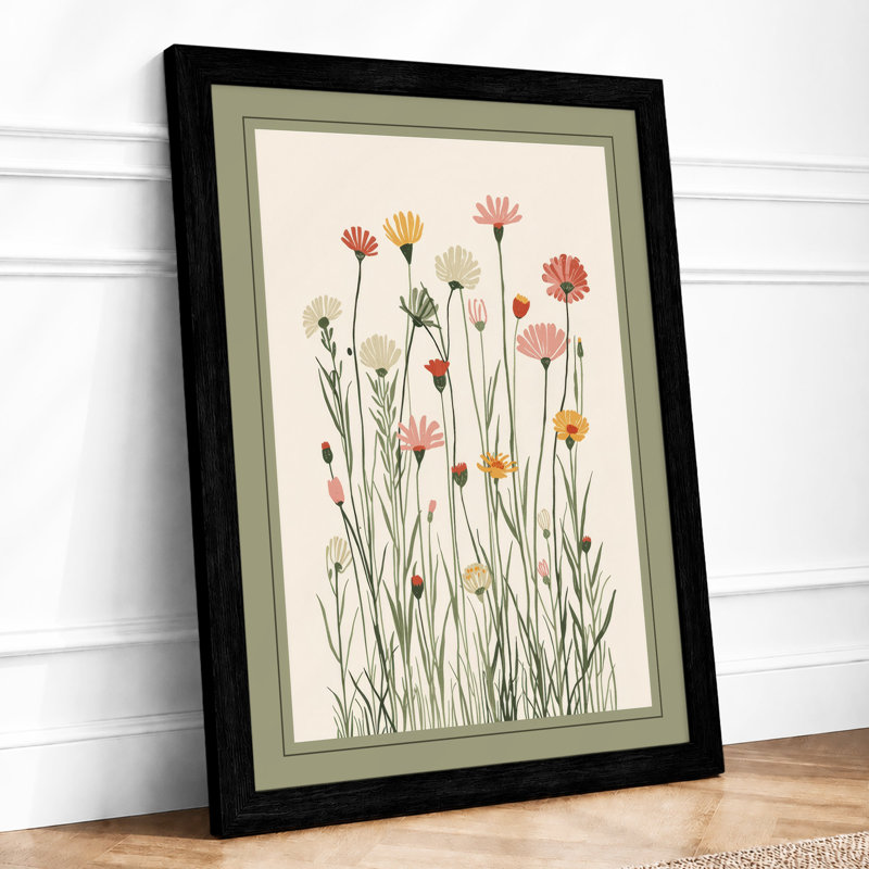 Wildflower Study Botanical - Framed Print, Black, A4 - 29.7 x 21.0 cm