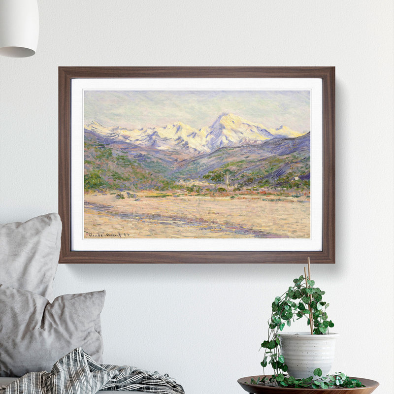 The Valley of the Nervia by Claude Monet - Picture Frame Painting, 27cm H x 36cm W x 2cm D, Walnut Framed