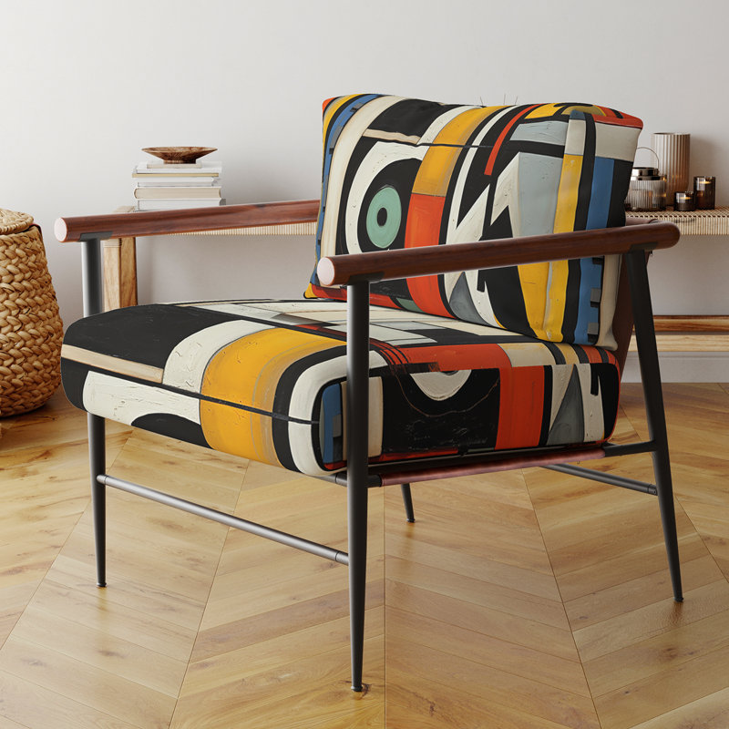 Crissom - Fauteuil rembourré d'appoint abstrait, Doré