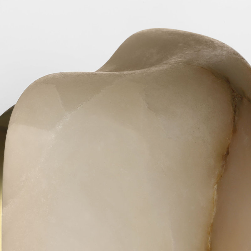 Kelly Wearstler Formosa 26" Linear Sconce, 25.75" H x 4.75" W x 3.25" D, Alabaster/Antique-Burnished Brass, 1600 W
