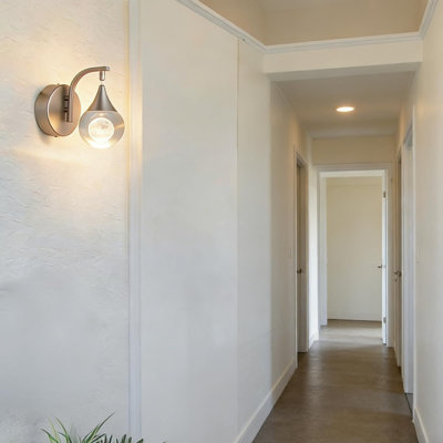 Applique murale en cristal, lampe murale intérieure lune moderne, lumière DEL à intensité variable pour chevet de chambre à coucher, meuble-lavabo, salle à manger, couloir, salle à manger. Nickel