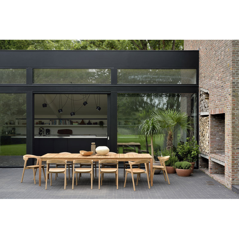 Bok Outdoor Teak Dining Table, 43.3" W x 118.1" L x 30" H