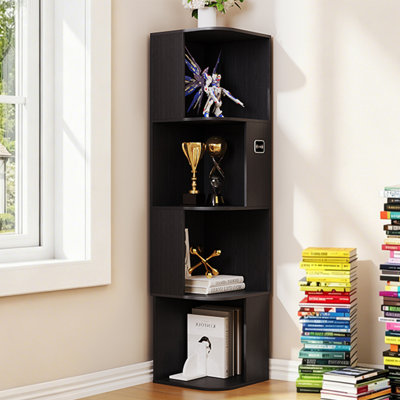 50.8"H 4-Tier Bokshelf Display Cabinet With Tri-Color Sensor Light