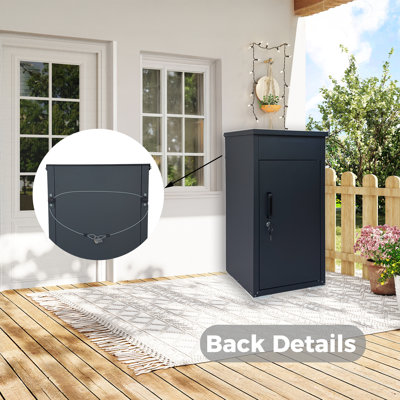 Package Delivery Box for Outside,  Cold-Rolled Steel Delivery Box for Packages & Mails, Anti-Theft Lockable Large Mailbox for Porch, House, Curbside, Black