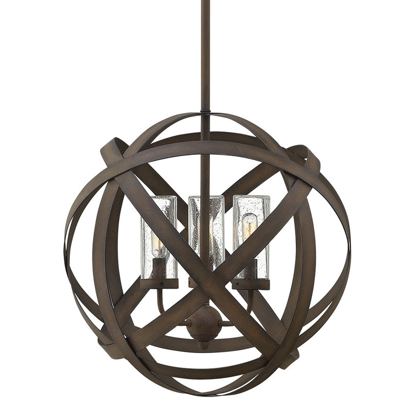 Carson 3-Light 12V LED Outdoor Orb Pendant, Vintage Iron