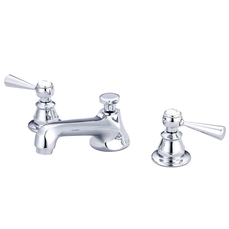 Robinet de salle de bain à large entraxe avec bonde Carlson, Poignée levier, Chrome