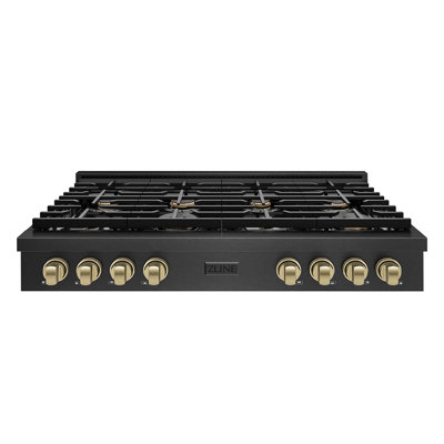 ZLINE Autograph 48 in. Paramount Gas Rangetop in Black Satin Stainless Steel with Bronze Accents