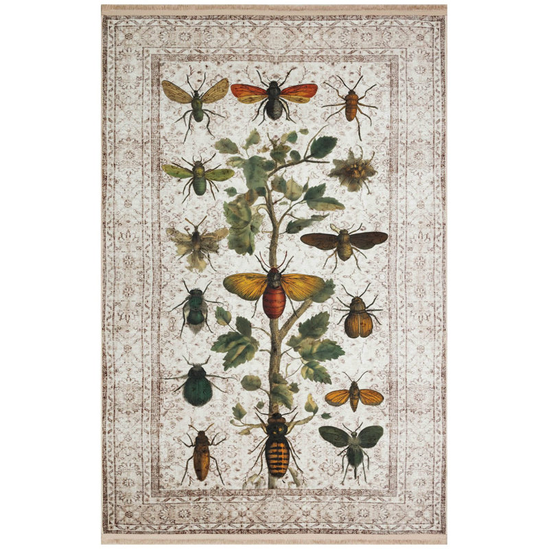 Tapis de salon Nora Art Botanical, Rectangle 3 pi 11,24 po x 5 pi 10,87 po