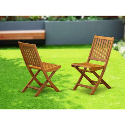 Chaises de patio pliables Dickinson - Bois d'acacia, ensemble de 2, huile naturelle