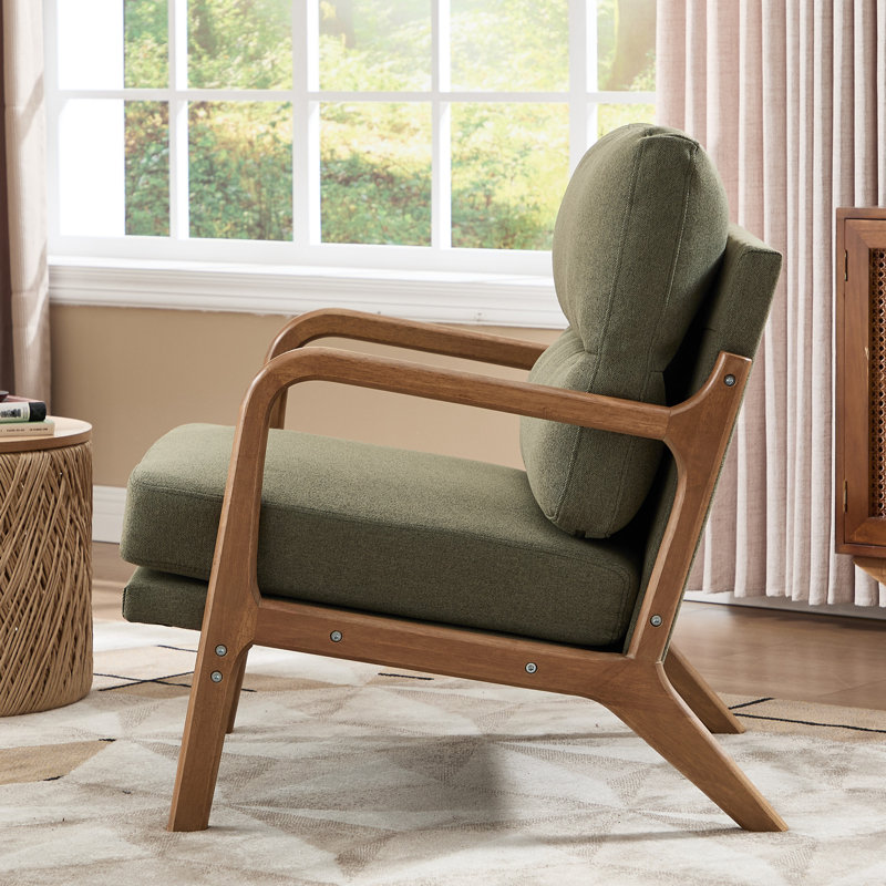 Lechia 25.59" W Linen Blend Upholstered Armchair, Green