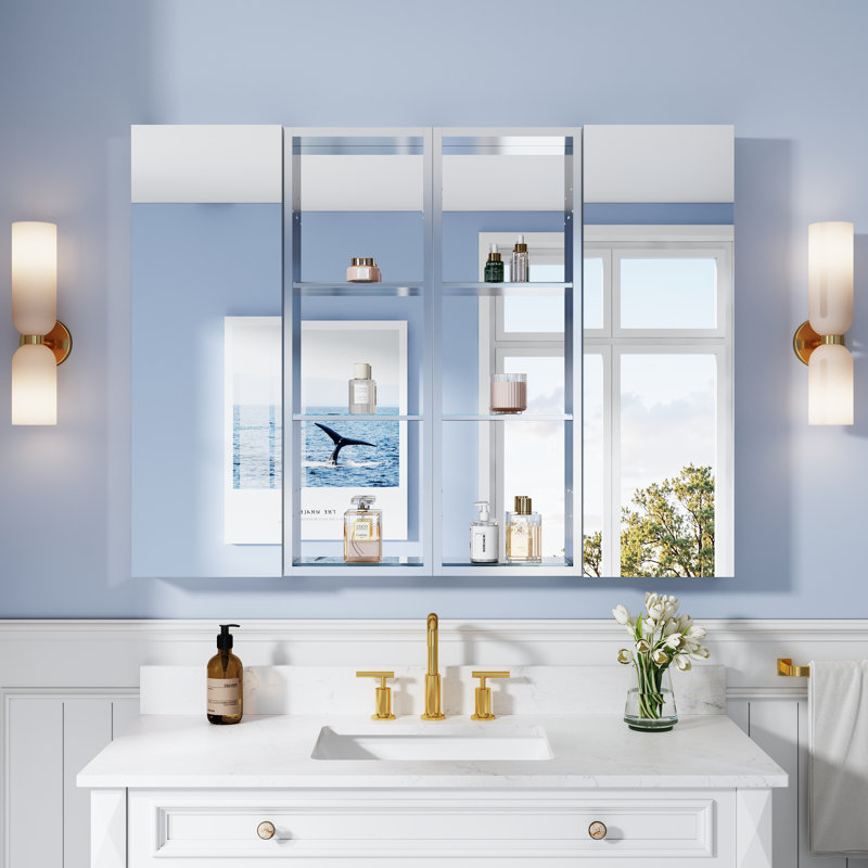 Armoire à pharmacie à miroir pour salle de bain 48 po x l 36 po , L 48 po x H 36 po, Oui