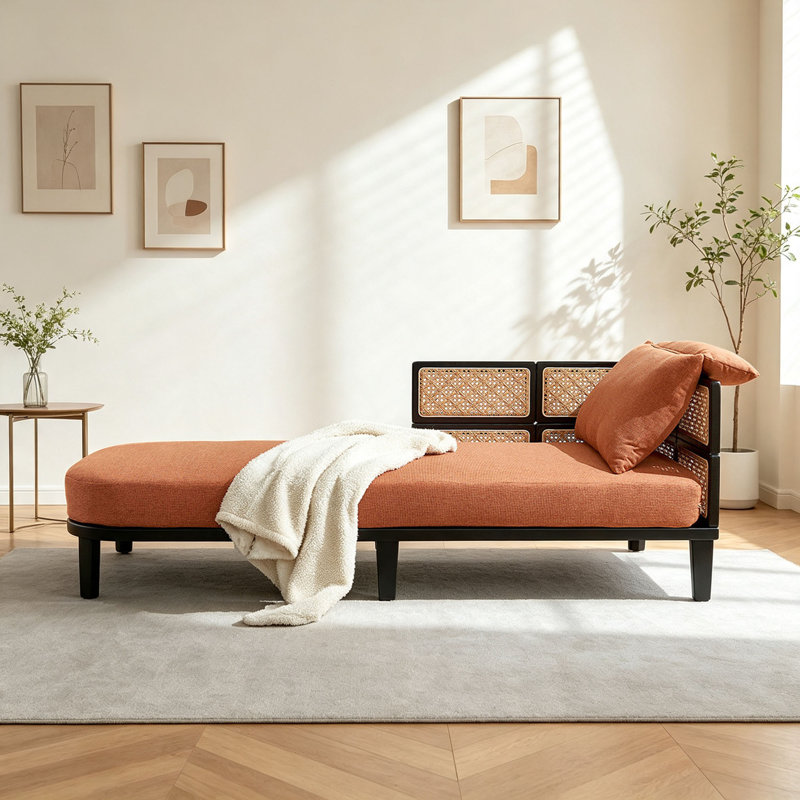 Chaise longue simple et rétro en rotin