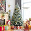 Arbre de Noël vert et blanc floqué / givré avec lumières DEL-1777209413