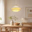 Luminaire suspendu moderne en tissu à 3 niveaux avec bordure en corde cousue à la main, lampe à intensité variable pour salle à manger, îlot de cuisine, salon