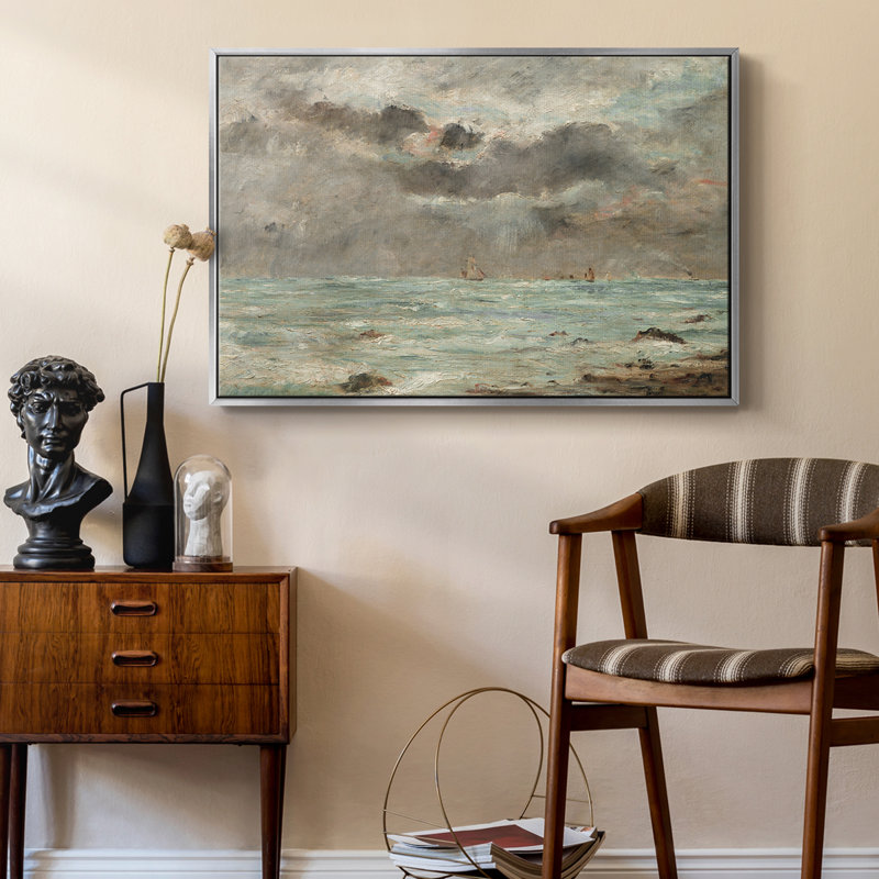 Impression nautique rétro-CLxxxvi, H 27 po x l 41 po, Toile argentée avec cadre flottant