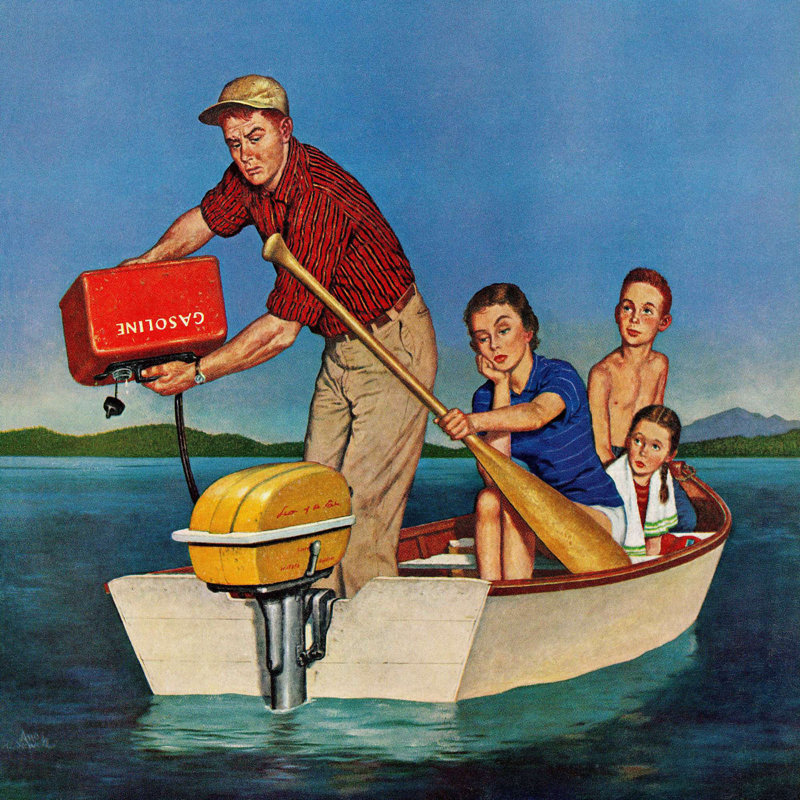 Row We're Out Of Gas by Amos Sewell - Wrapped Canvas Painting, 46cm H x 46cm W