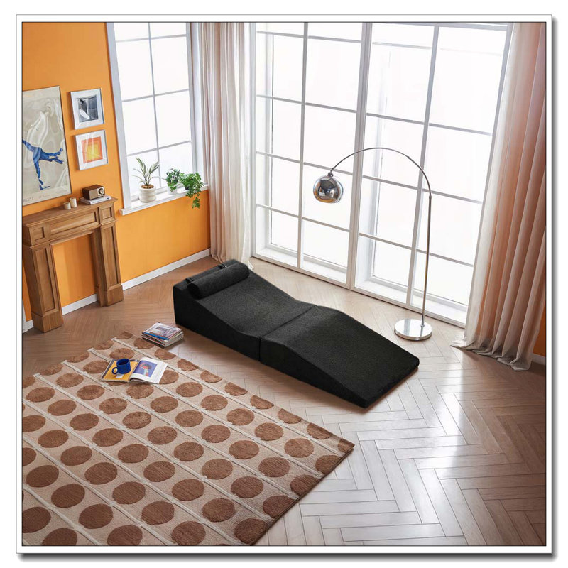 Chaise longue d'intérieur pliable et portable, Noir