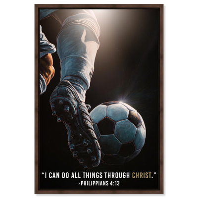  «Through Christ Christ Ball», toile d'art encadrée, cadre en noyer, 10 x 15