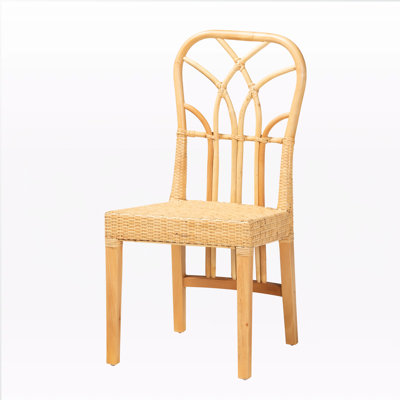 Mithen Dining Chair in Wood and Natural Rattan, 36.60'' H X 17.70'' W X 21.70'' D