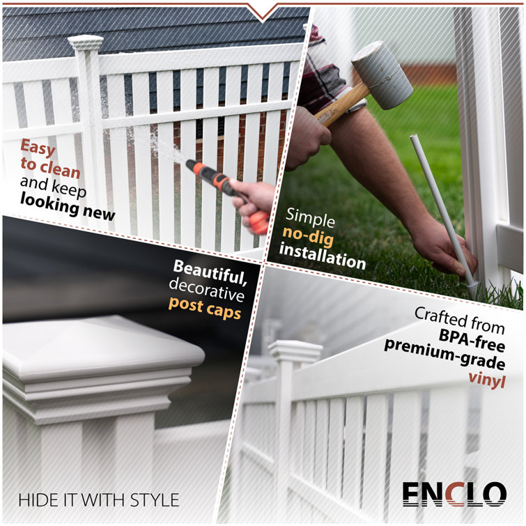 Enclo Privacy Screens 3.6 ft. x 3 ft. Waverly No Dig White Vinyl