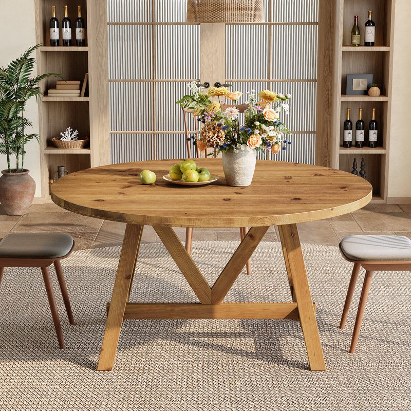 47-inch Solid Wood Round Dining Table, Seats 4-6