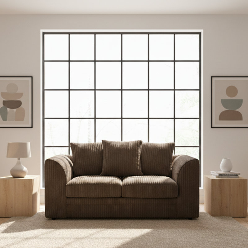 2 Seater Corduroy Sofa, Chocolate