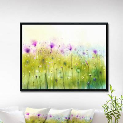 Vert, mauve, cosmos abstrait de fleurs - impression