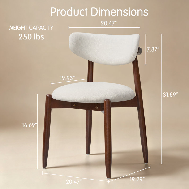 Chaises de cuisine rembourrées en bois massif, chaises de salle à manger d'appoint blanches modernes (lot de 6), Cream/Brown