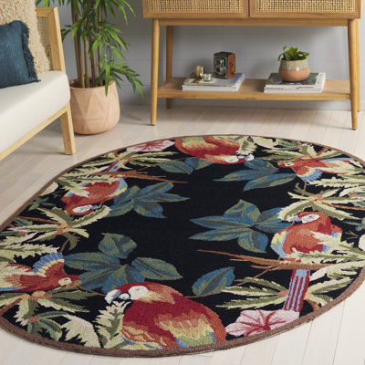 Tapis en laine crocheté à la main à motif floral Hogle