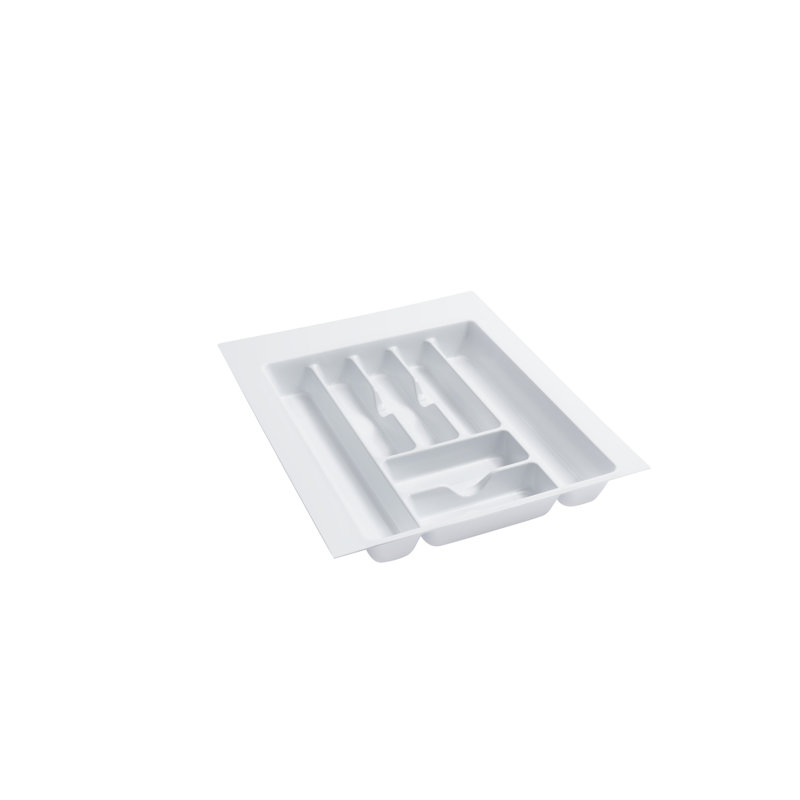 Organisateur de couverts en polymère à garniture de tiroir, Blanc, H 2,38 po x l 17,5 po x P 21,25 po