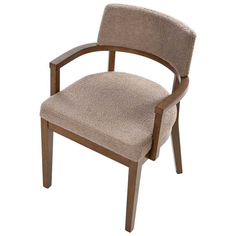 48cm H Boucle Upholstered Upholstered Back Armchair, Beige