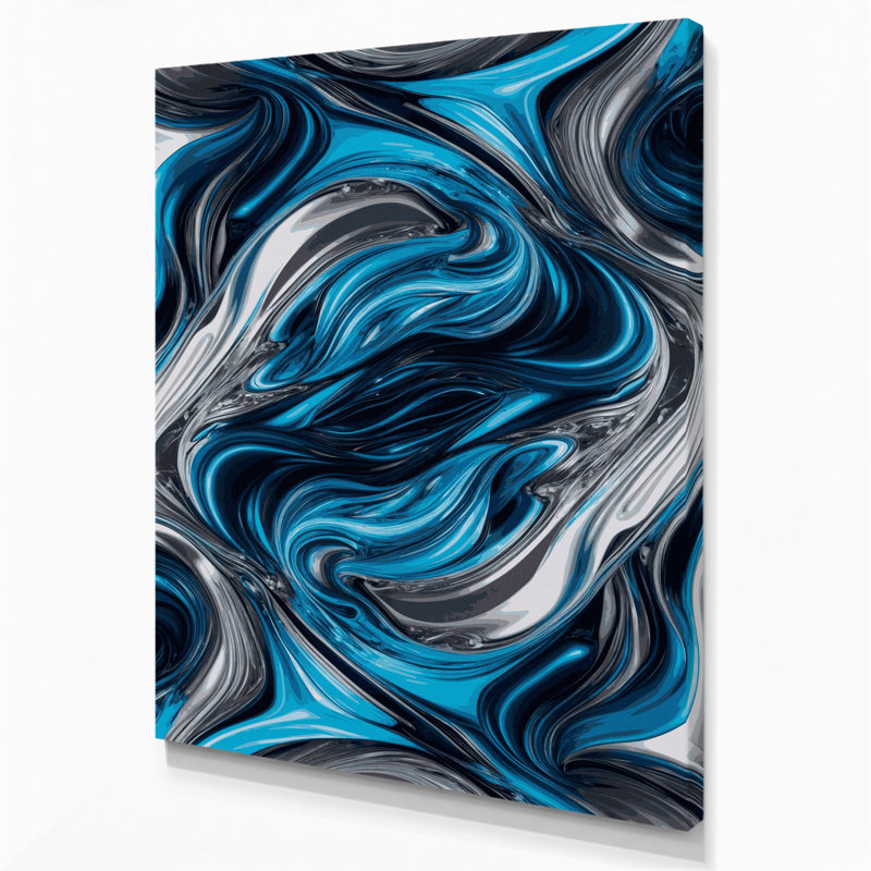 Abstrait art fluide sur toile grise 61, H 10 po x l 8 po