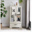 Grande armoire de rangement en métal avec 4 portes en verre et 5 tablettes, idéale pour exposer et organiser n'importe quelle pièce.