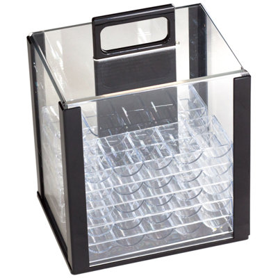 GSE 1,000pcs Acrylic Poker Chip Cases, Casino Grade Acrylic Poker Chips Carrier with 10 Poker Chip Trays