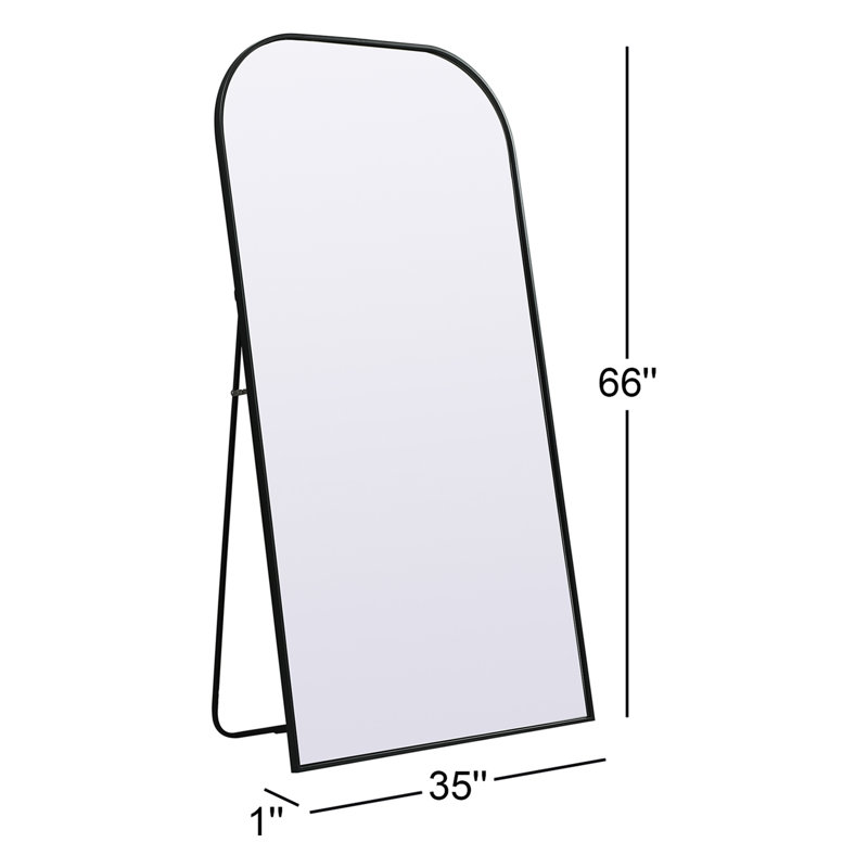 Sabine Wide Arch Metal Floor Mirror, 66" x 35", Black