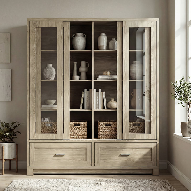Vitrine à porte coulissante en verre
