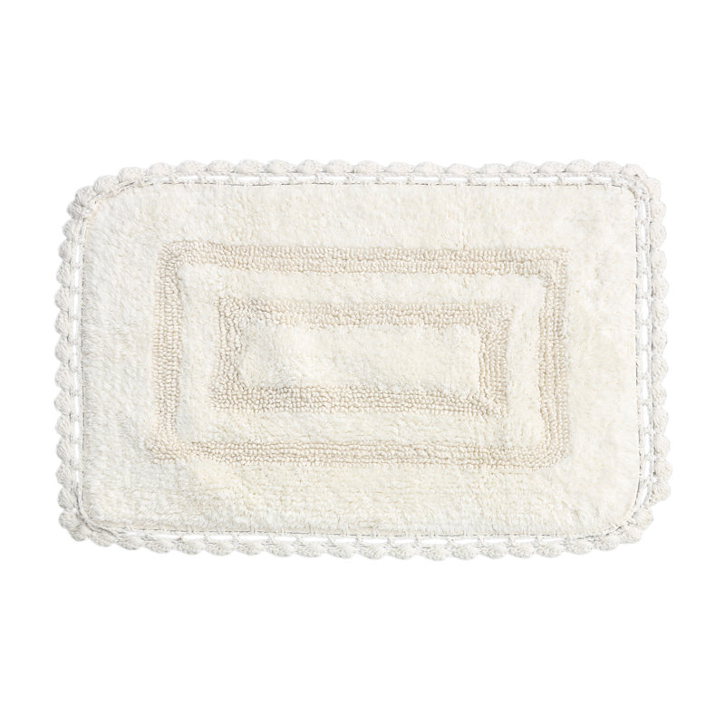 Akife 100% Cotton Non-Slip Bath Rug, White