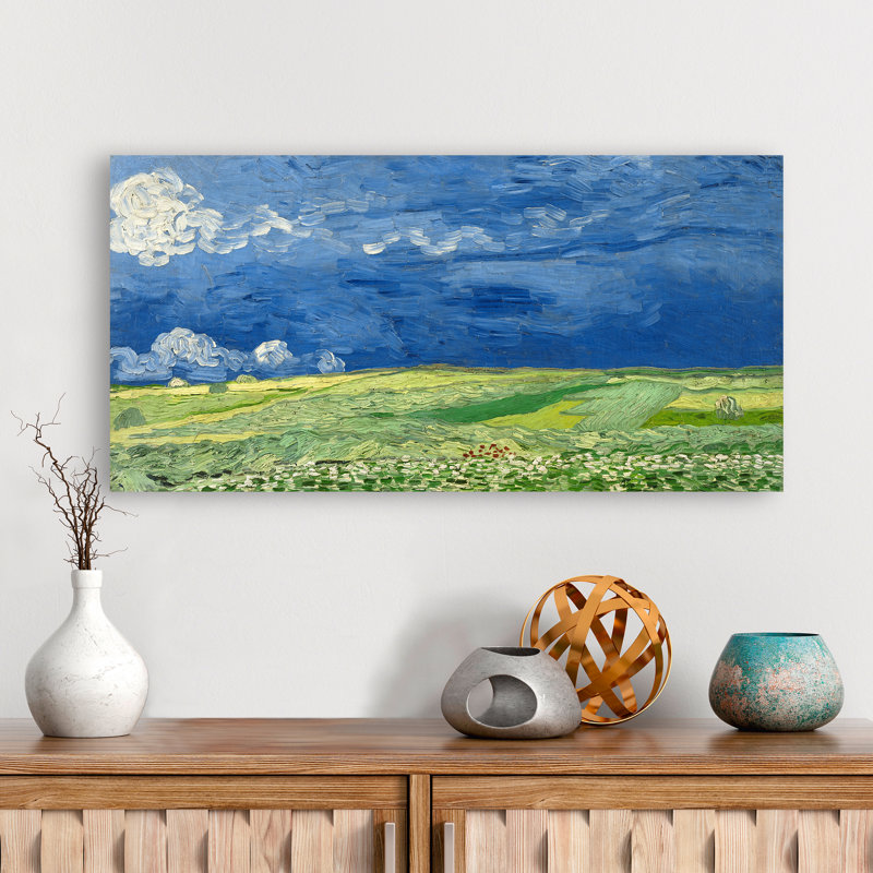 Wheatfield Under Thunderclouds by Vincent Van Gogh - No Frame Print on Canvas, 60cm H x 120cm W x 4cm D