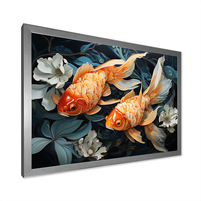 " Fishing Harmonious Hues I ", Silver Single Picture Framed, 24" H x 32" W x 1" D