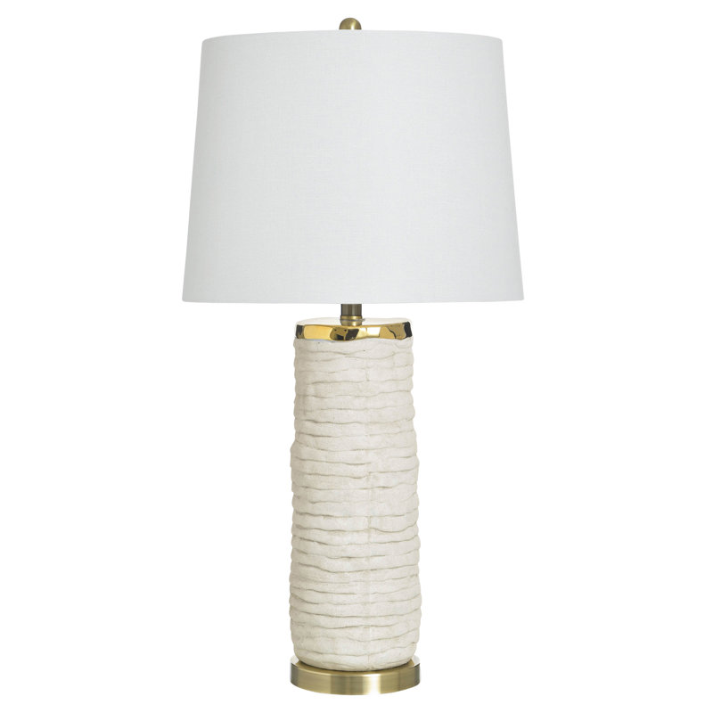 Lampe de table en céramique - or Denizlt - abat-jour blanc