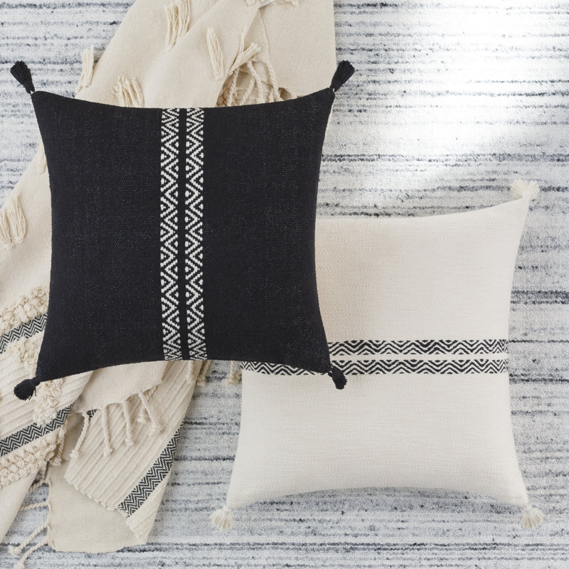  Jennings Way Pillow Cover Throw, Black/Beige, 20" x 20"