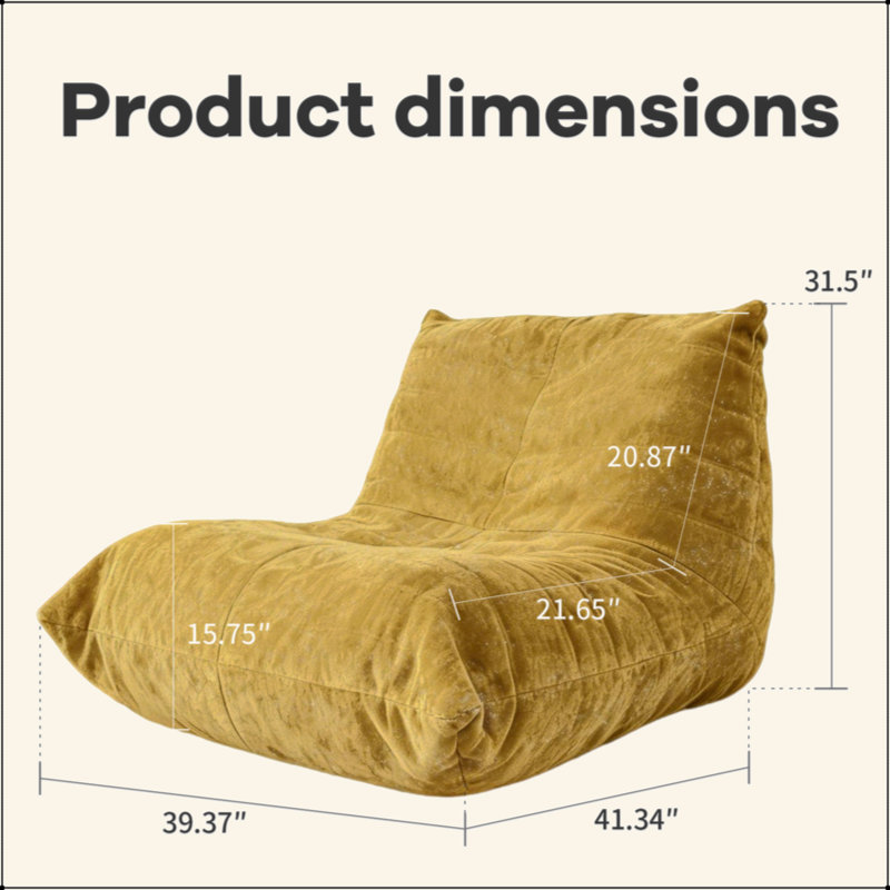 Ergonomic Bean Bag Chair With 5-Way Body Support, Yellow