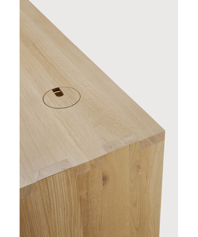U Solid Wood Writing Desk, Oak, 30" H x 55.5" W x 28" D