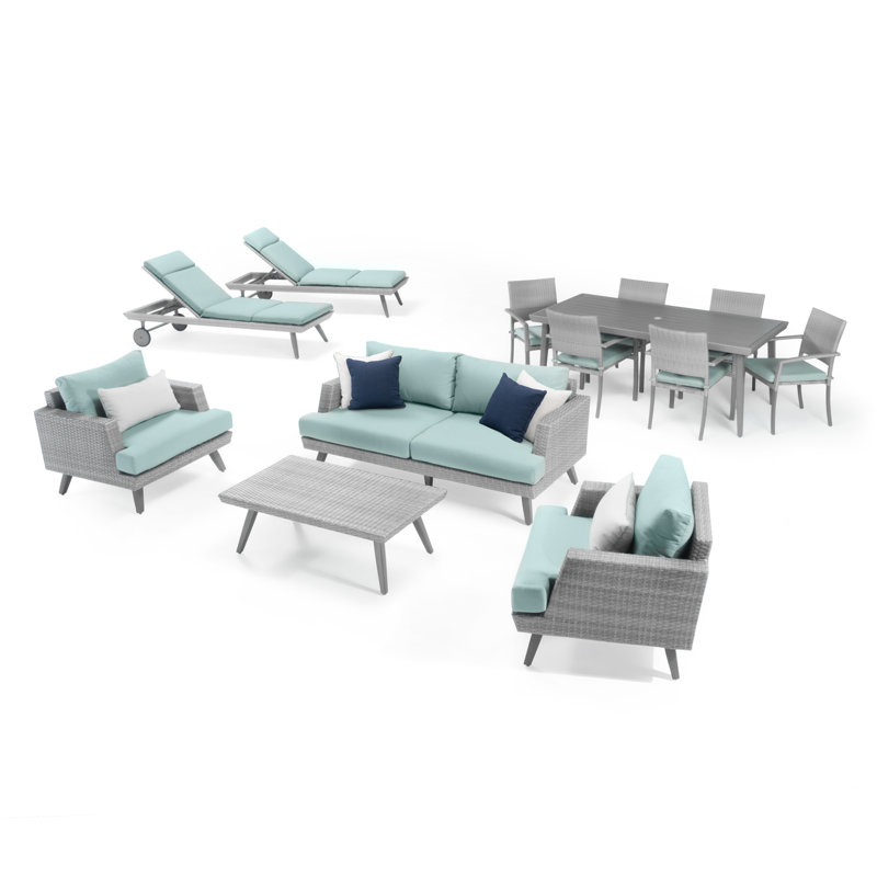 Ehrenfried Premium All-Weather Wicker 12 - Person Patio Conversation Set with Sunbrella® Cushions