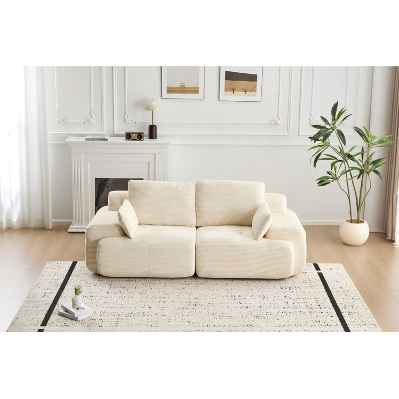 Canapé à mémoire de forme Boneless, Velours côtelé beige