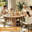Table de salle à manger extensible ronde 43,3 "à 59" pour 4-6, table de salle à manger de cuisine ovale moderne avec rallonge cachée et base de rangement à 8 compartiments-1687353238