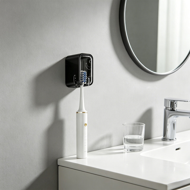 Support de rangement mural pour salle de bain avec brosse à dents Rack, Noir