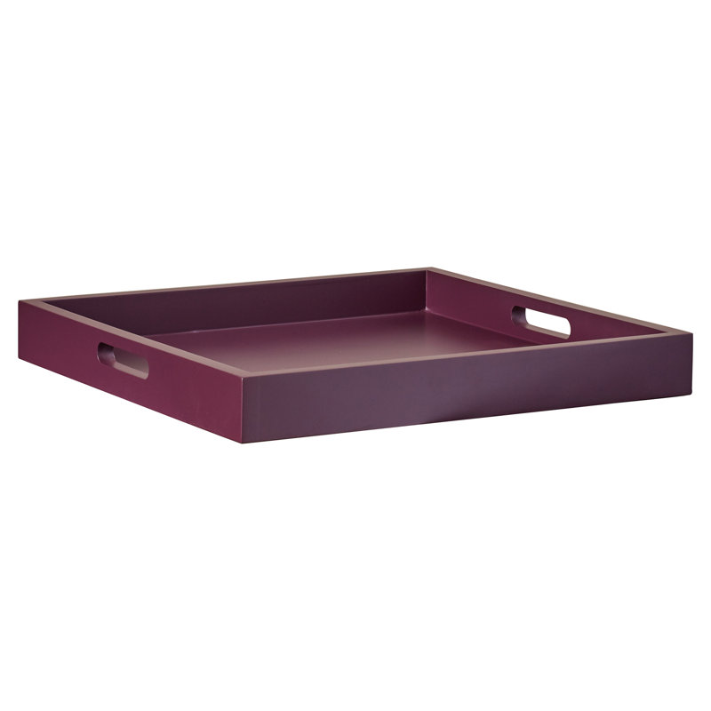 Burke Square Manufactured Wood Serving Tray with Handles, Purple
