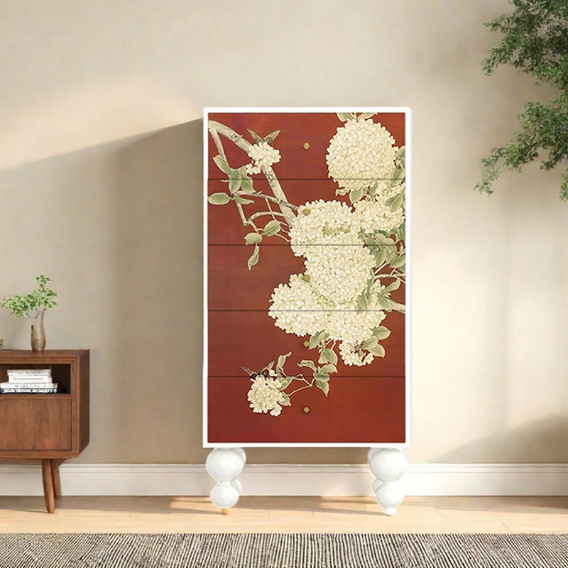 Armoire de rangement avec commode 19,7 po, Blanc/rouge